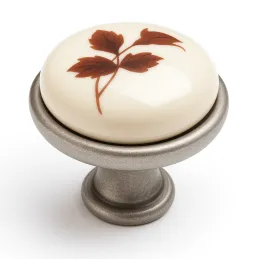 Porcelanasti gumb TOSCANA / patinirani nikelj z motivom