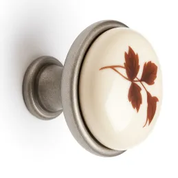 Porcelanasti gumb TOSCANA / patinirani nikelj z motivom