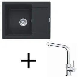 Komplet G275: pomivalno korito Franke MRG 611-62 iz granita + armatura FS 3230 / mat črna