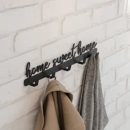 Stenski obešalnik SWEET HOME / Mat črna