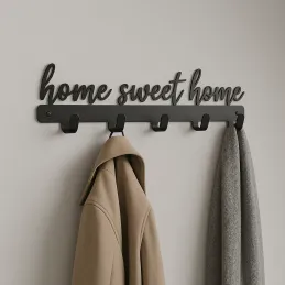 Stenski obešalnik SWEET HOME / Mat črna