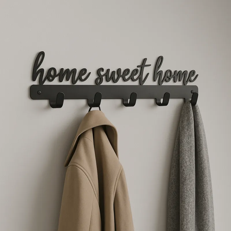 Stenski obešalnik SWEET HOME / Mat črna