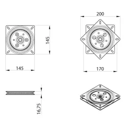Vrtljivi sistem pod stol ali televizor 150 x 150 mm / Črn