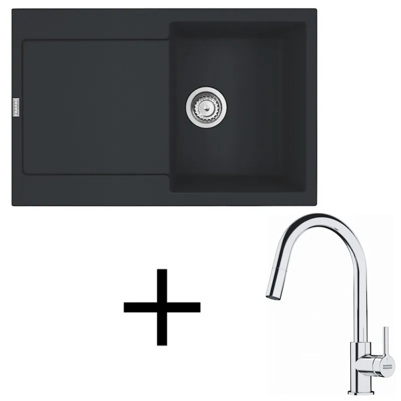 Komplet G258: granitno pomivalno korito Franke MRG 611 + kuhinjska armatura FS 3229 / mat črna