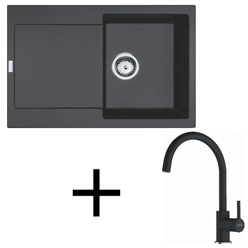 Komplet G276 pomivalno korito iz granita Franke MRG 611 + armatura FS 6018 / Onyx