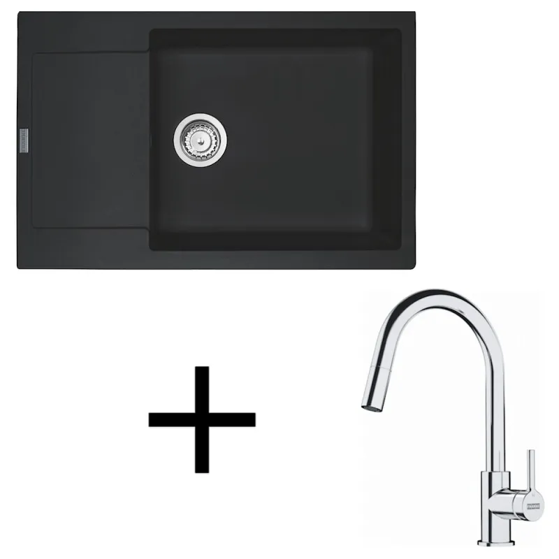 Komplet G260 Franke MRG 611-78 BB keramično pomivalno korito + armatura FS 3229 / mat črna