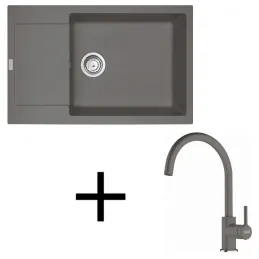 Komplet G277 Granitno pomivalno korito Franke MRG 611-78 BB + armatura FC 6018 LINA / Sivi kamen