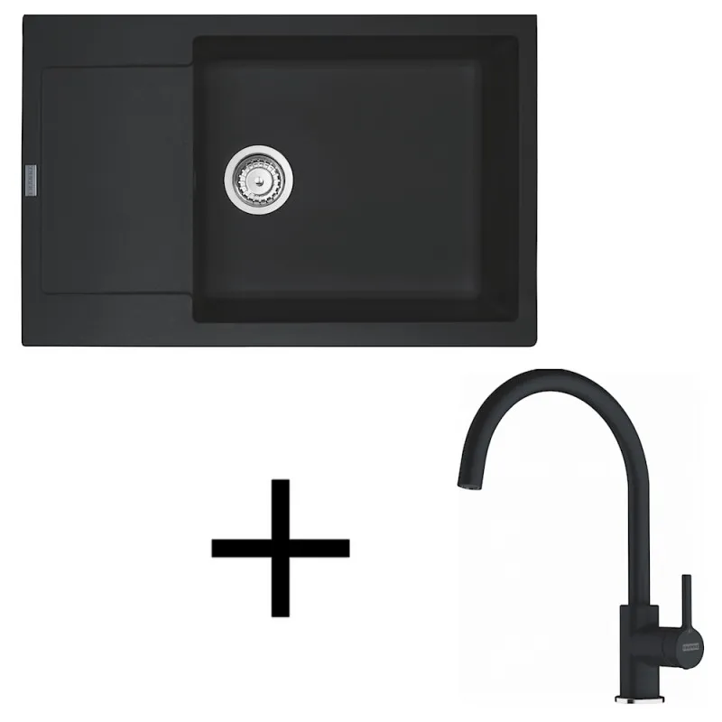Komplet G277: granitno korito Franke MRG 611-78 BB + pipa FC 6018 LINA / Onyx