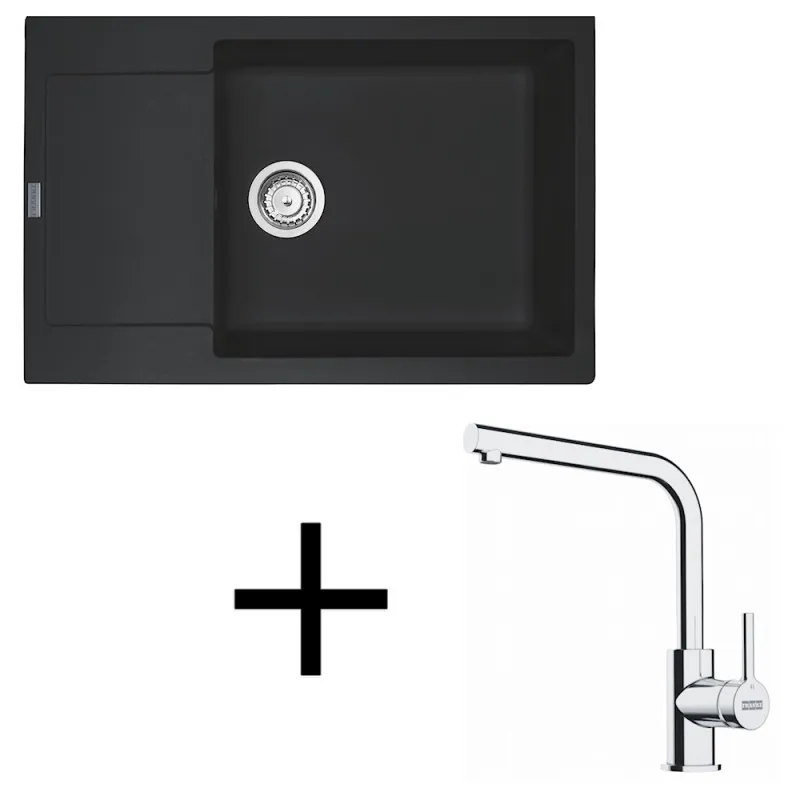 Komplet G277: granitno pomivalno korito Franke MRG 611-78 BB + armatura FS 3230 / Onyx