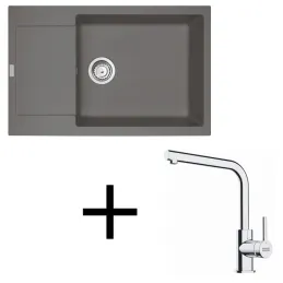 Komplet G277 pomivalno korito iz granita Franke MRG 611-78 BB + kuhinjska armatura FS 3230 / Sivi kamen