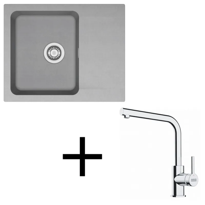 Komplet T118 tektonitno pomivalno korito Franke OID 611-62 + armatura FS 3230 / siva