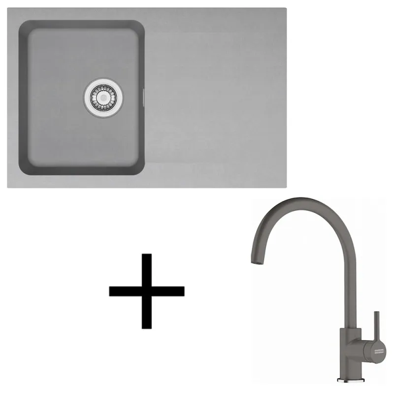 Komplet T119 tektonitno pomivalno korito Franke OID 611-78 + armatura FC 6018 / siva