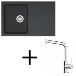 Komplet T111 tektonitno pomivalno korito Franke OID 611-78 + armatura FS 3230 / Črna