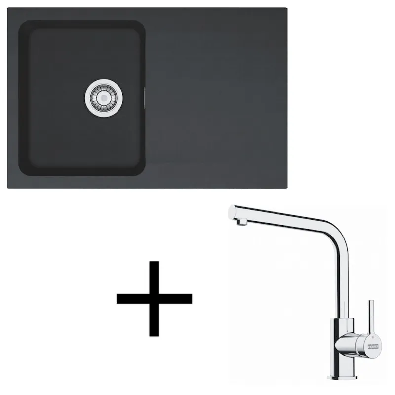 Komplet T111 tektonitno pomivalno korito Franke OID 611-78 + armatura FS 3230 / Črna