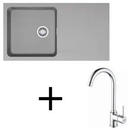 Komplet T98 iz tektonita: pomivalno korito Franke OID 611 + armatura FP 9000 / siva