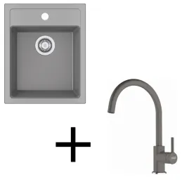 Komplet T121 Tektonitno pomivalno korito Franke SID 610-40 + armatura FC 6018 / Siva