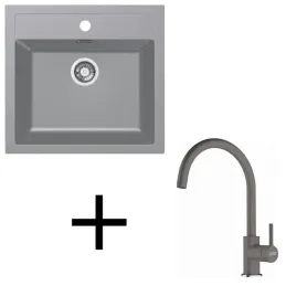 Komplet T122 granitno pomivalno korito Franke SID 610+ z armaturo FC 6018 / Siva