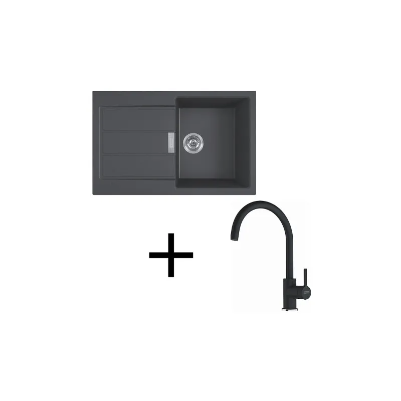Komplet T123 tektonitno pomivalno korito Franke S2D 611-78 + pipa FC 6018 / črna
