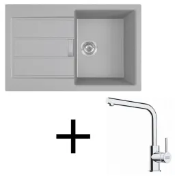 Komplet T123 Tectonitno pomivalno korito Franke S2D 611-78 + pipa FS 3230 / Siva