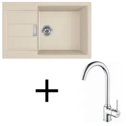 Komplet T106 Tectonitno pomivalno korito Franke S2D 611-78 XL + armatura FP 9000 / Bež barva
