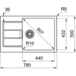 Komplet T124 Tectonitno korito Franke S2D 611-78 XL + armatura FC 6018 / črna