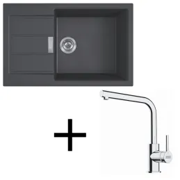 Komplet T116 tektonitno pomivalno korito Franke S2D 611-78 XL + armatura FS 3230 / črna