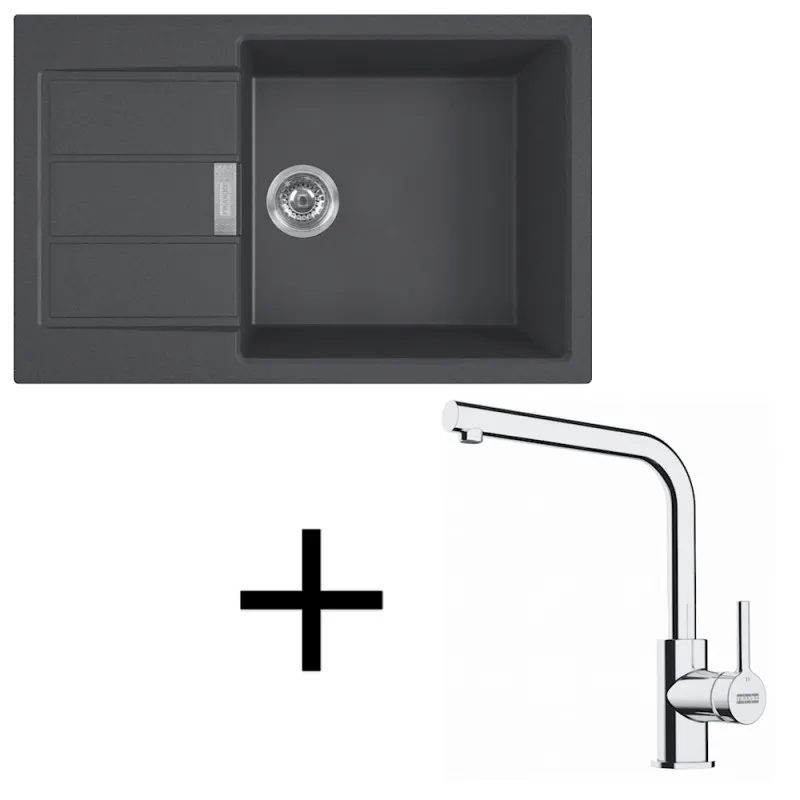 Komplet T116 tektonitno pomivalno korito Franke S2D 611-78 XL + armatura FS 3230 / črna