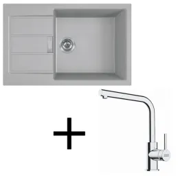 Komplet T116 tektonitno pomivalno korito Franke S2D 611-78 XL + armatura FS 3230 / Siva