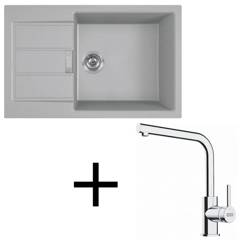 Komplet T116 tektonitno pomivalno korito Franke S2D 611-78 XL + armatura FS 3230 / Siva