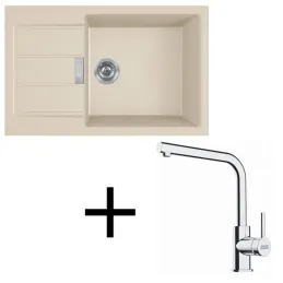Komplet T116 tektonitnega pomivalnega korita Franke S2D 611-78 XL + armatura FS 3230 / bež barva