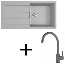 Komplet T125 tektonitno pomivalno korito Franke S2D 611-100 + armatura FC 6018 / Siva