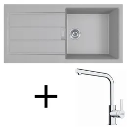 Komplet T117 tektonitno pomivalno korito Franke S2D 611-100 + armatura FS 3230 / siva
