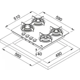 Plinska kuhalna plošča FHMA 755 4G DCL BK C