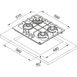 Plinska kuhalna plošča FHMA 604 3G DC BK C