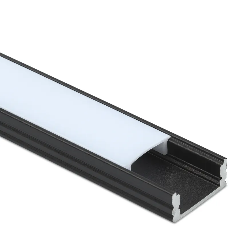 Aluminijasti profil MAXX za LED-osvetlitev z mlečnim pokrovom / Črna