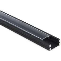 Aluminijasti profil MAXX za LED-osvetlitev s prozornim pokrovom / Črna