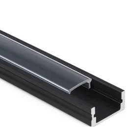 Aluminijasti profil MAXX za LED-osvetlitev s prozornim pokrovom / Črna