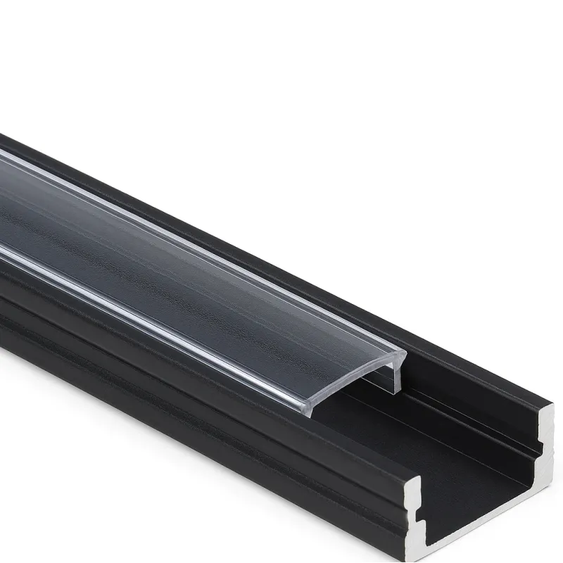 Aluminijasti profil MAXX za LED-osvetlitev s prozornim pokrovom / Črna