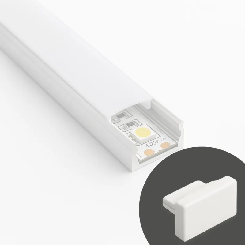 Komplet 2 zaključkov za LED-profil MAXX / Bela