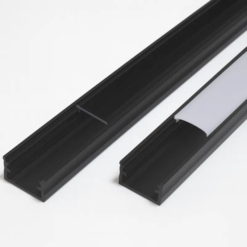 Aluminijasta letev ANIMA LL-01 za LED-osvetlitev s pokrovčkom / Črna