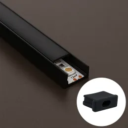 Zaključek za LED-profil ANIMA LL-01/02 – z odprtino / črn