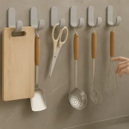 Samolepilni plastični obešalnik SIX / Siva