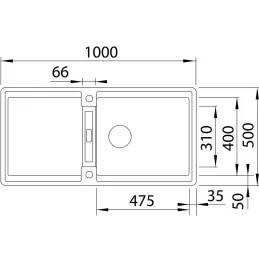 Pomivalno korito iz kamnine Blanco ADIRA XL 6 S z ekscentrom / Bela