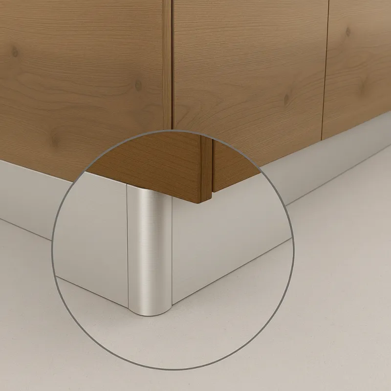 Kotna spojka za kuhinjski plastični podnožnik PAX / brušen aluminij