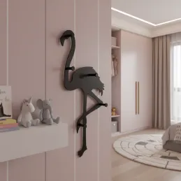 Stenski obešalnik FLAMINGO / Mat črna