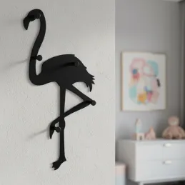 Stenski obešalnik FLAMINGO / Mat črna