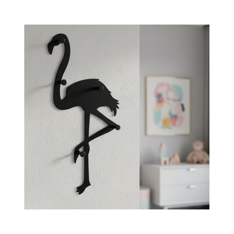 Stenski obešalnik FLAMINGO / Mat črna