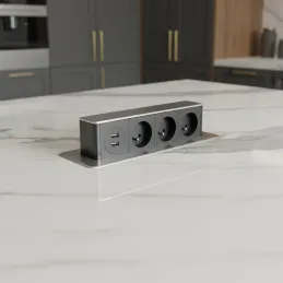 Izvlečna električna vtičnica HOPBOX FRENCH / Brušen aluminij