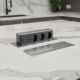 Izvlečna električna vtičnica HOPBOX FRENCH / Brušen aluminij
