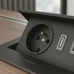Izvlečna električna vtičnica 1 × 230 V + polnjenje USB A-C / mat črna